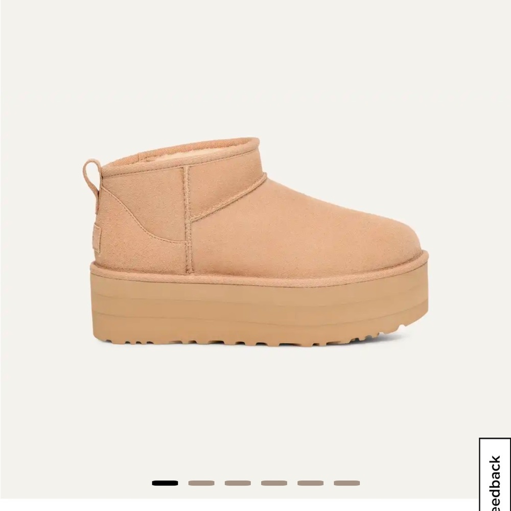 Classic ultra mini platform uggs in color
antelope